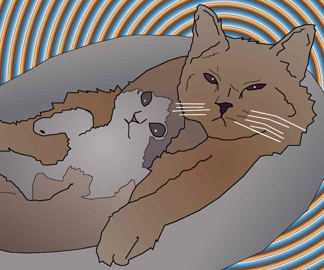 two cat's chillin - kitten cartoon